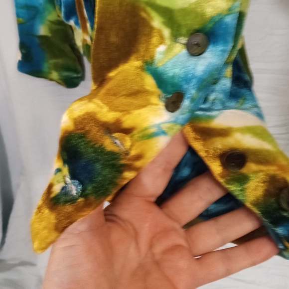 Beautiful Vibrant Multicolor Velvet Jacket size small - Picture 6 of 13